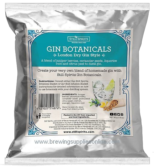 Brewing Supplies Online Still Spirits London Dry Gin Botanicals